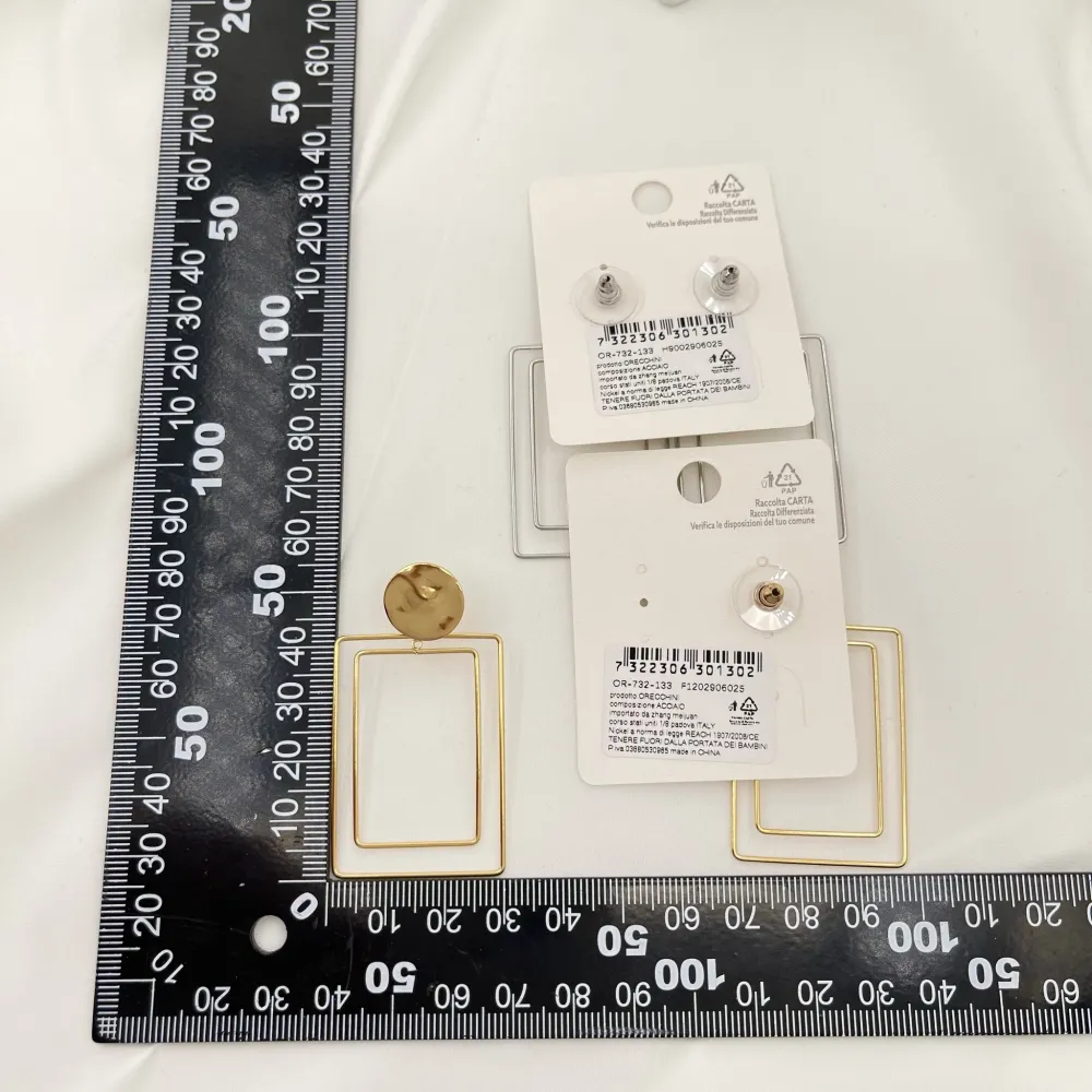 Rettangolare-Orecchini in Acciaio - OAP-732-133