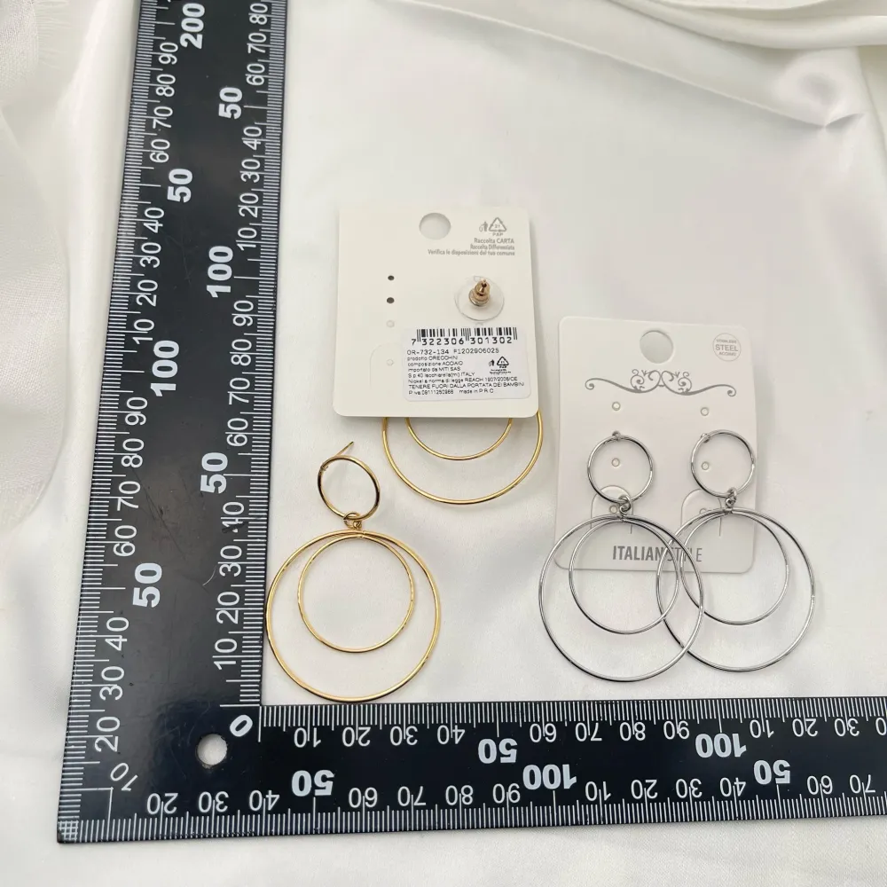 Doppio Cerchio-Orecchini in Acciaio - OAP-732-134