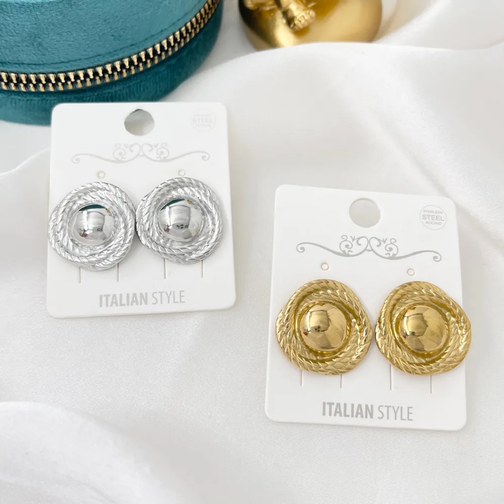 Bottone -Orecchini in Acciaio - OAP-732-260