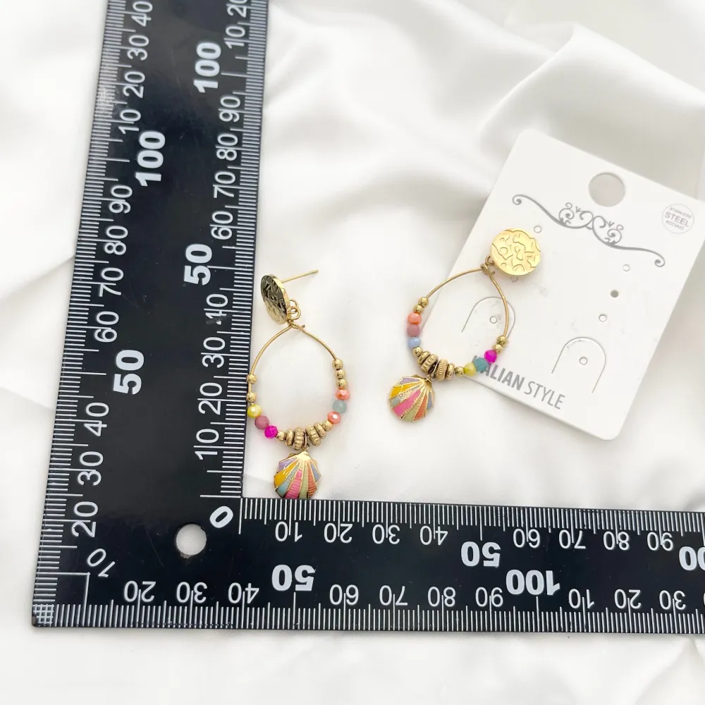 Goccia con Conchiglia-Orecchini in Acciaio - OAP-732-29