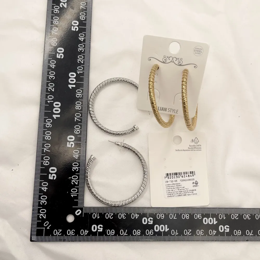 Cerchio Lavorato 50mm-Orecchini in Acciaio - OAP-732-85 50mm