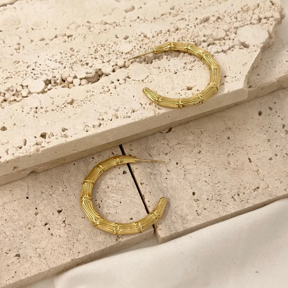 Cerchio Lavorato 35mm-Orecchini in Acciaio - OAP-732-92 35mm