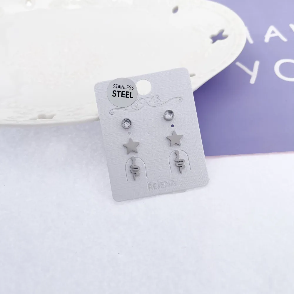 OAP7329-Serpente Stella P.luce-Orecchini Tris a Lobo in Acciaio - OAP7329-Serpente-Orecchini Tris in Acciaio