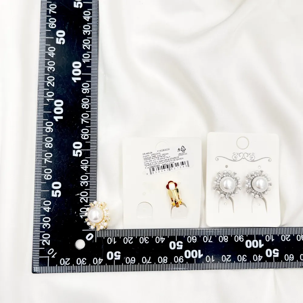 Cerchio con perla-Orecchini a Clip con Zirconia - OMK-493-34