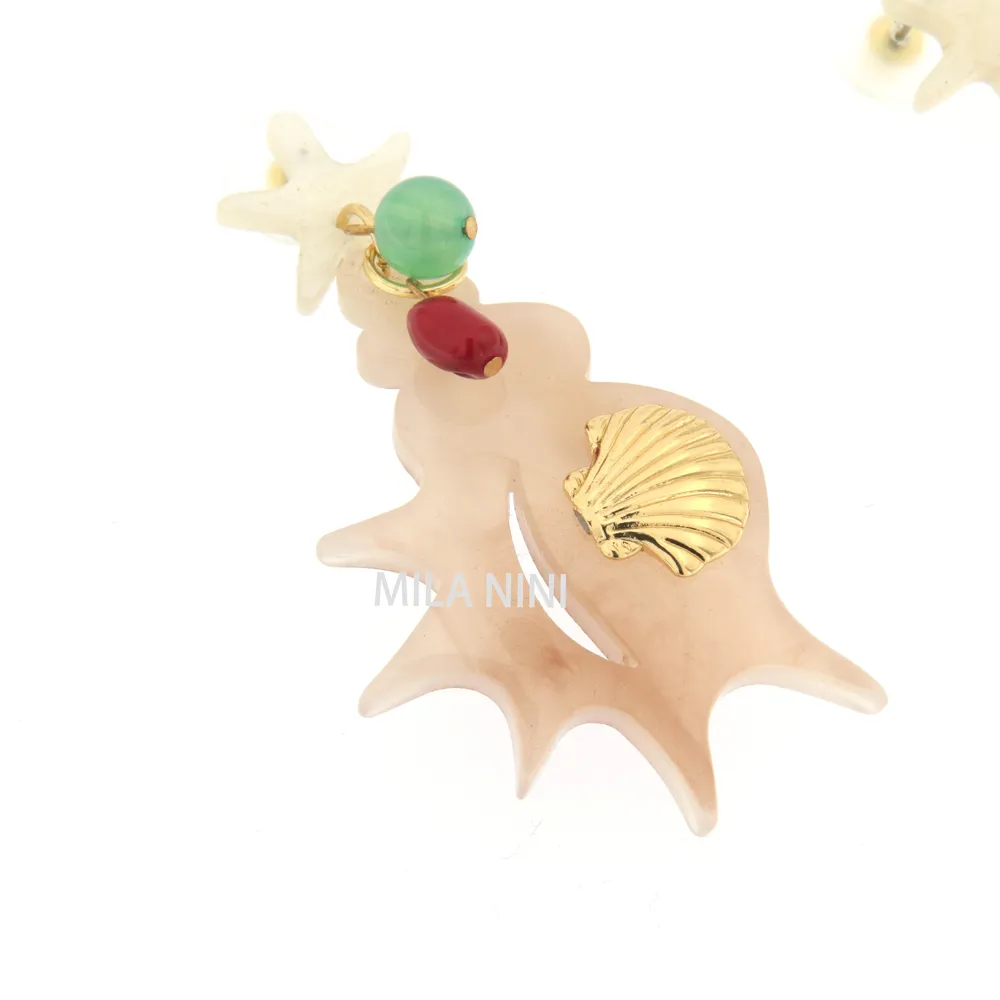 OMM3072-Conchiglia mix-Orecchini in resina - OMM-10514
