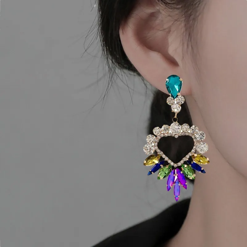 Cuore-Orecchini Moda con Vetro - OMM-159-22237