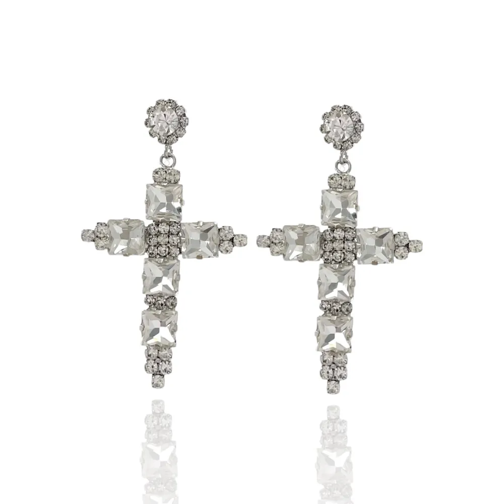 Croce -Orecchini Moda Vetro - OMM-381-206