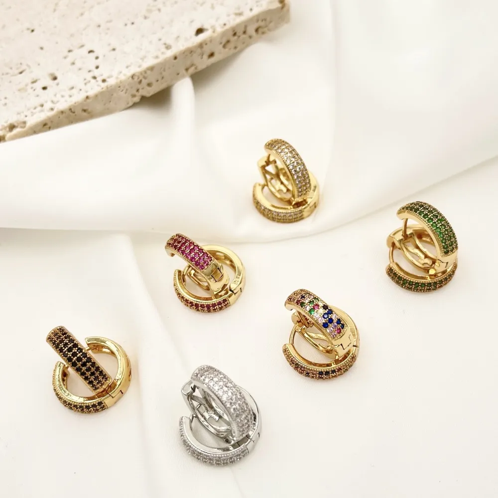 Cerchio con Zirconia Colorata-Orecchini con Zirconia - OMZ-103-AA2722E 13mm