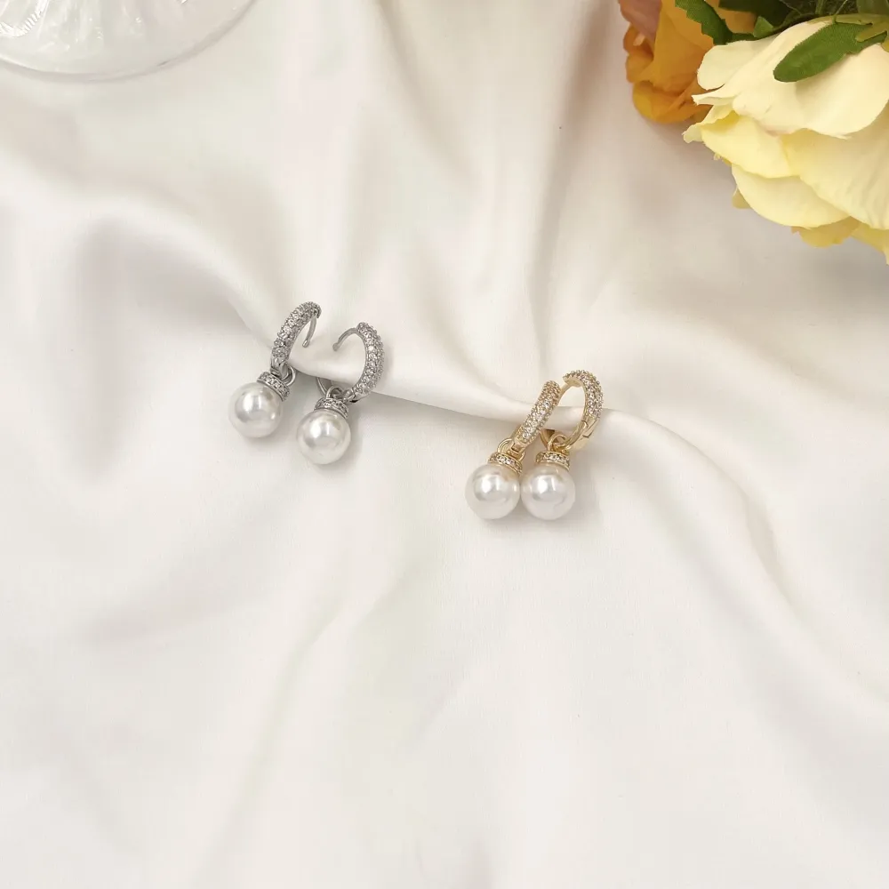 Cerchio Zirconia con Perla-Orecchini con Zirconia - OMZ-109-190