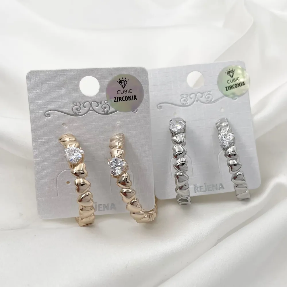 Cerchio Grande con Cuore-Orecchini con Zirconia - OMZ-109-194