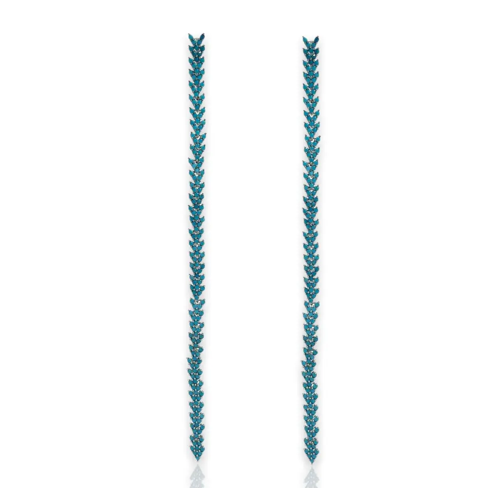 Lungo Foglia-Orecchini con Zirconia - OMZ-109-260