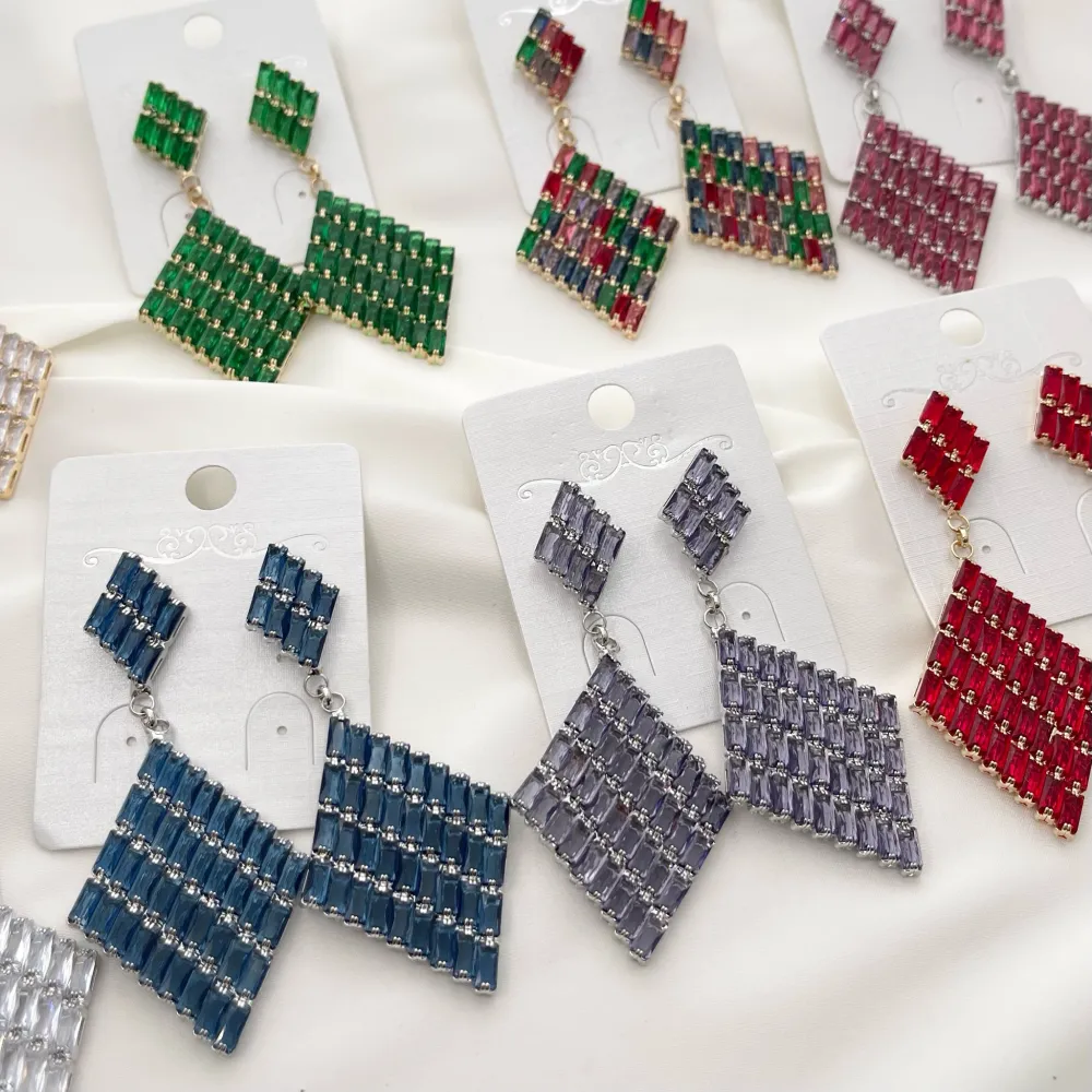 Rombo Pendente-Orecchini con Zirconia - OMZ-416-L27