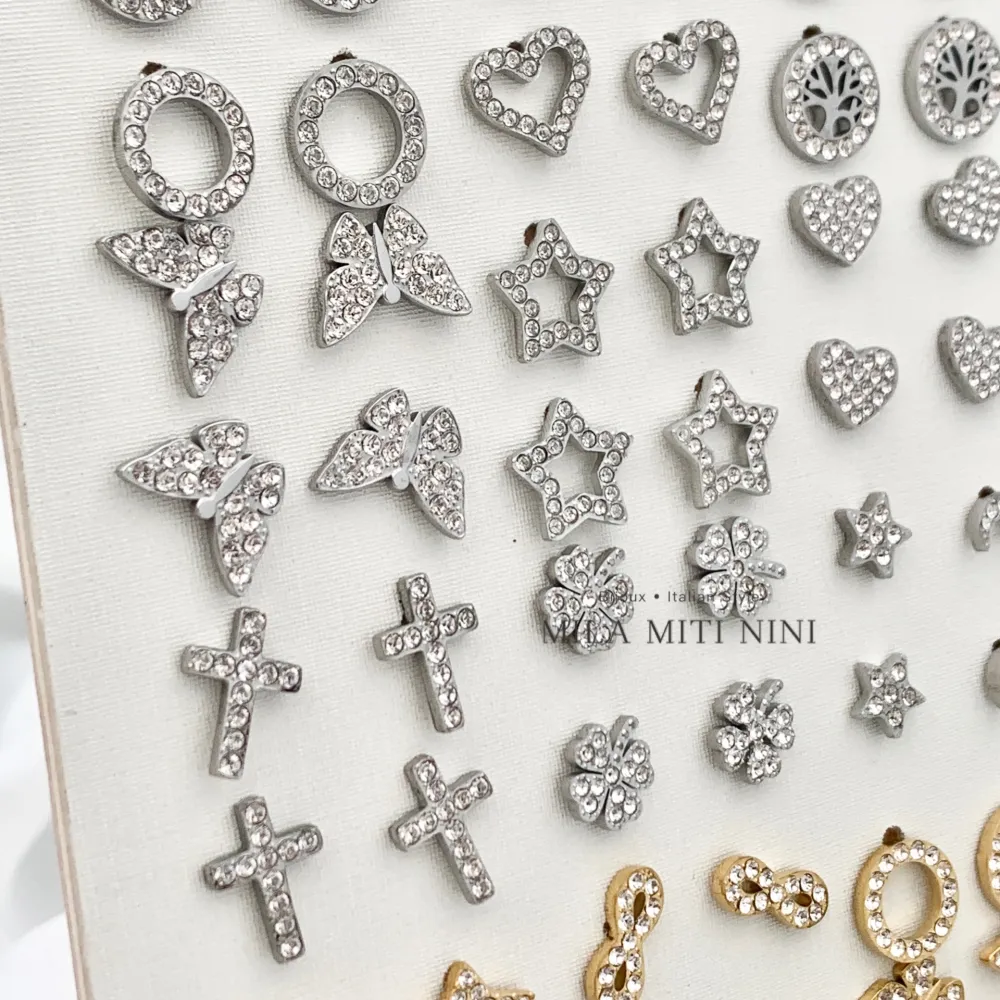 Soggetti Mix con Zirconia-36 Paia Orecchini a Lobo in Acciaio - OPA-103-AA219-230E