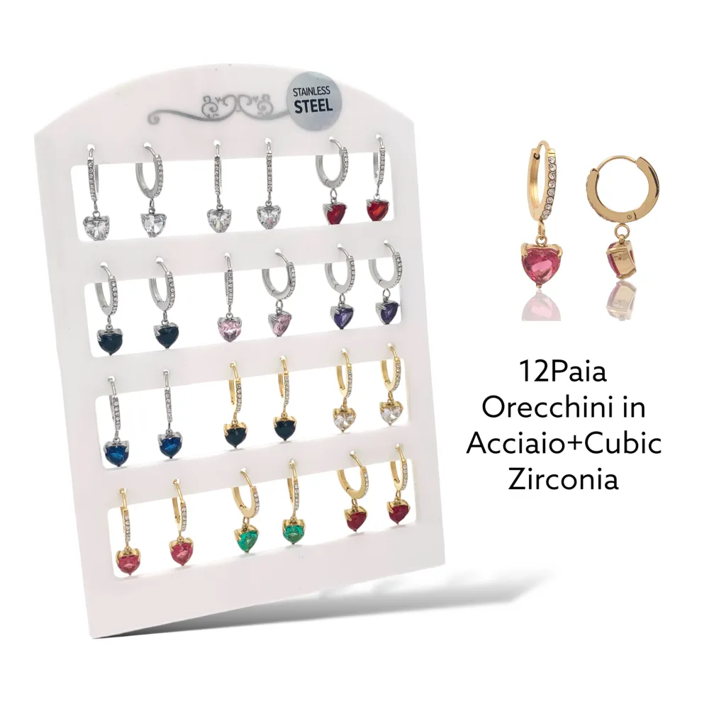 Punto Luce Cuore-12Paia Orecchini in Acciaio - OPA-103-AA2346E