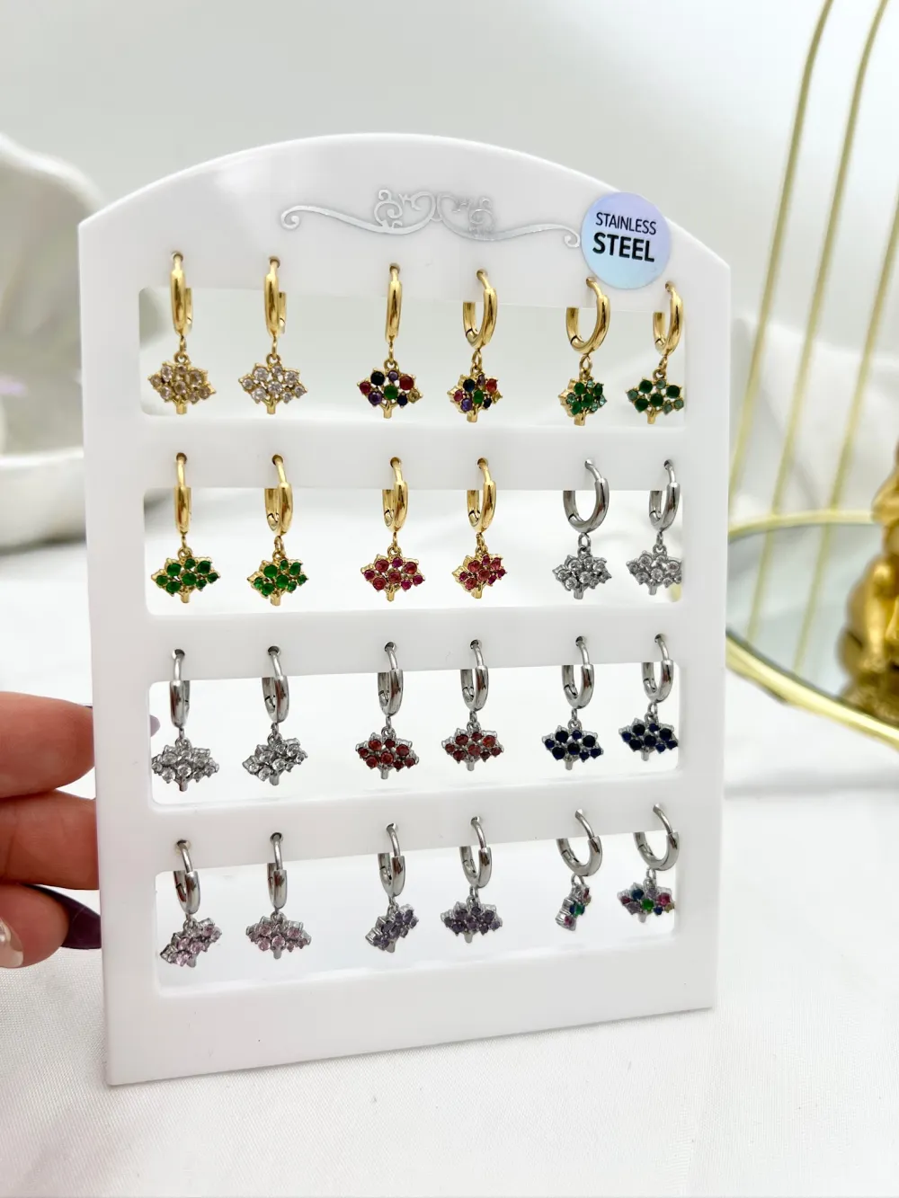 Albero della Vita-12Paia Orecchini in Acciaio - OPA-103-AA2949E