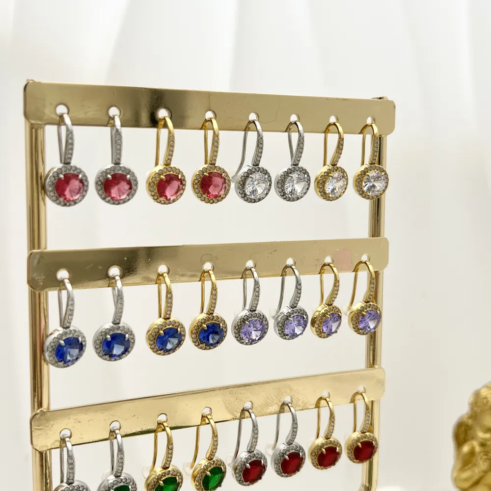 Punto Luce Tondo-12Paia Orecchini in Acciaio con Espositore - OPA-103-AA4705E