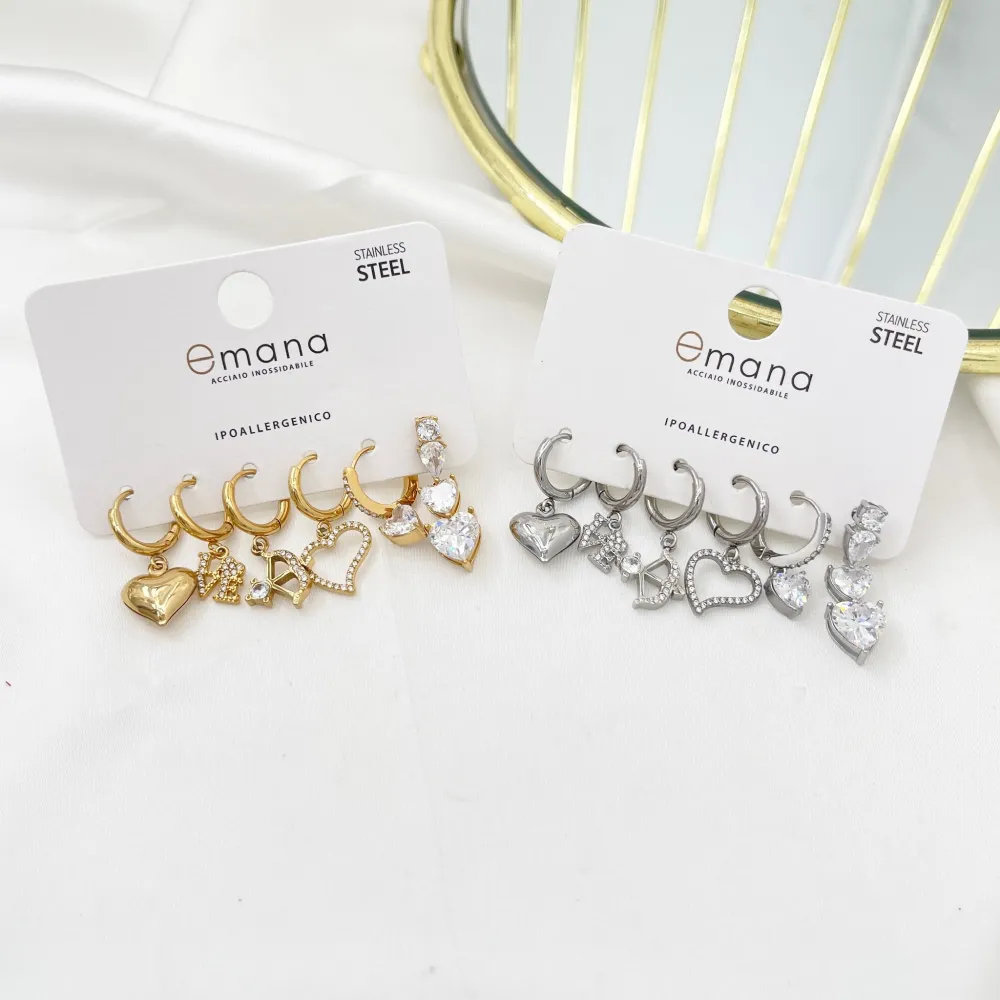 Cuore- Set 6pz Orecchini in Acciaio - OPA-103-AA5291E