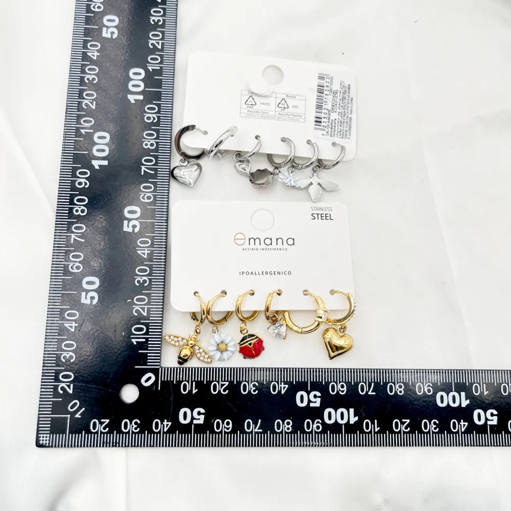 Ape Margherita Coccinella- Set 6pz Orecchini in Acciaio - OPA-103-AA5293E