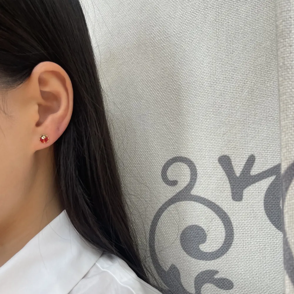 Coccinella Piccola-12Paia Orecchini a Lobo in Acciaio - OPA-103-AA963E