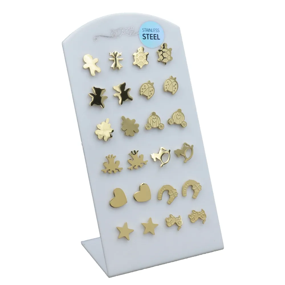 Orecchini  lobo in acciaio (Conf. da 12 paia) - OPA413-1201-920-Tema Favola - Orecchini Acciaio (Conf. da 12 paia)