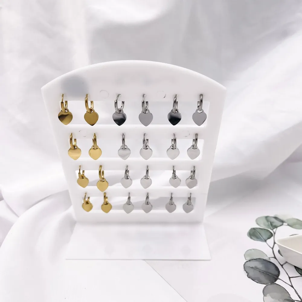 Cuore Smaltato-12Paia Orecchini in Acciaio - OPA-413-926