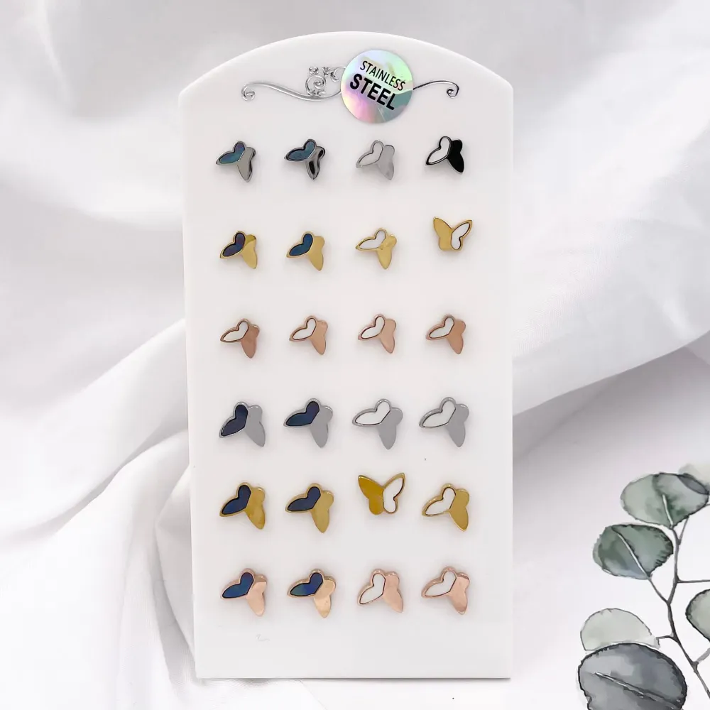 Farfalla-12Paia Orecchini a lobo in Acciaio - OPA-450-201