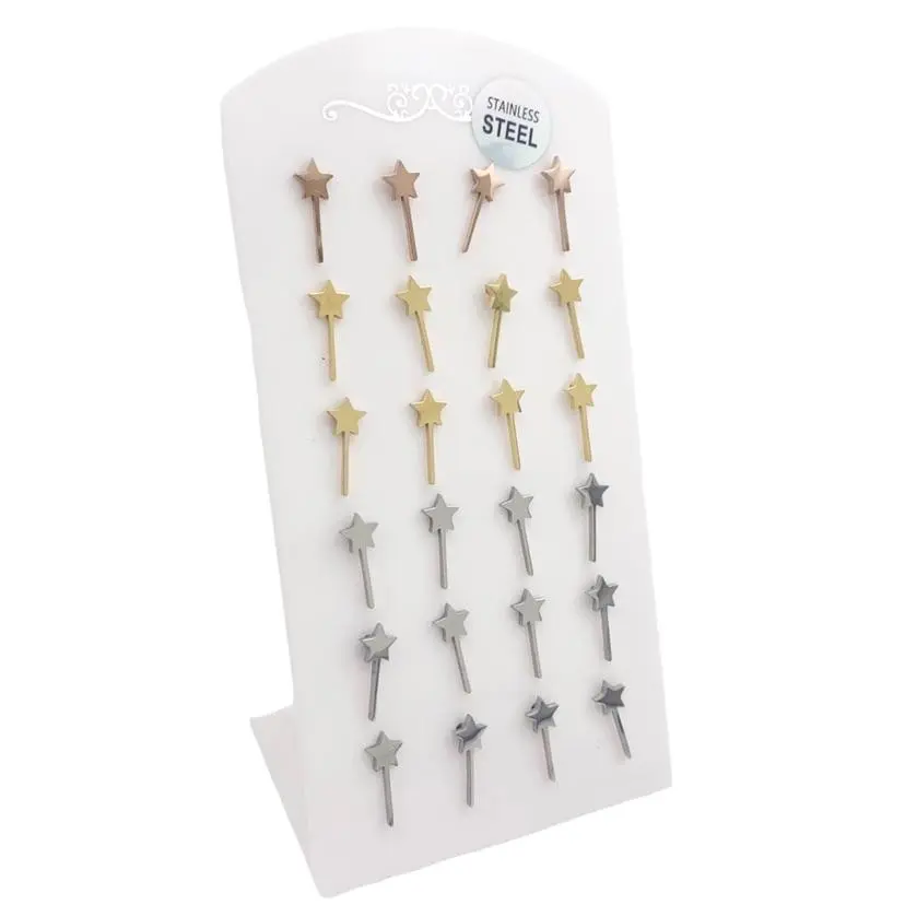 OPA450-210-Bacchetta Magica-12 Paia Orecchini in Acciaio - OPA450-210-Bacchetta Magica-12 Paia Orecchini in Acciaio