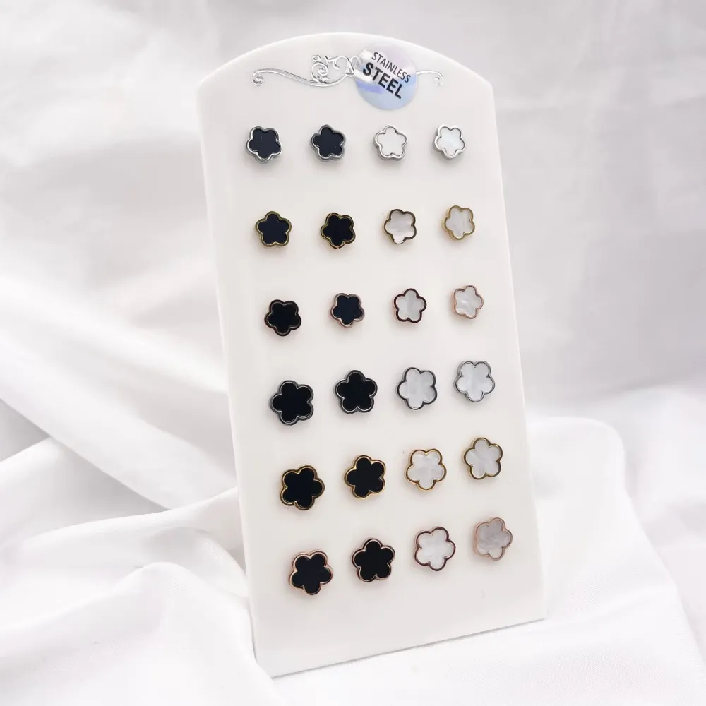 Fiore-12 Paia Orecchini in Acciaio - OPA-450-221