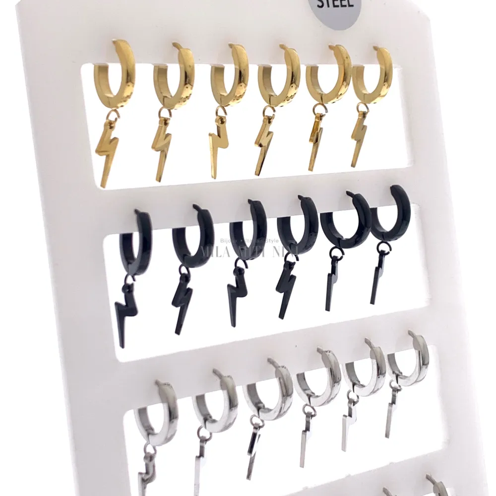 Fulmine -Orecchini a Cerchio 2x9mm in Acciaio - OPA-450-245 2x9mm