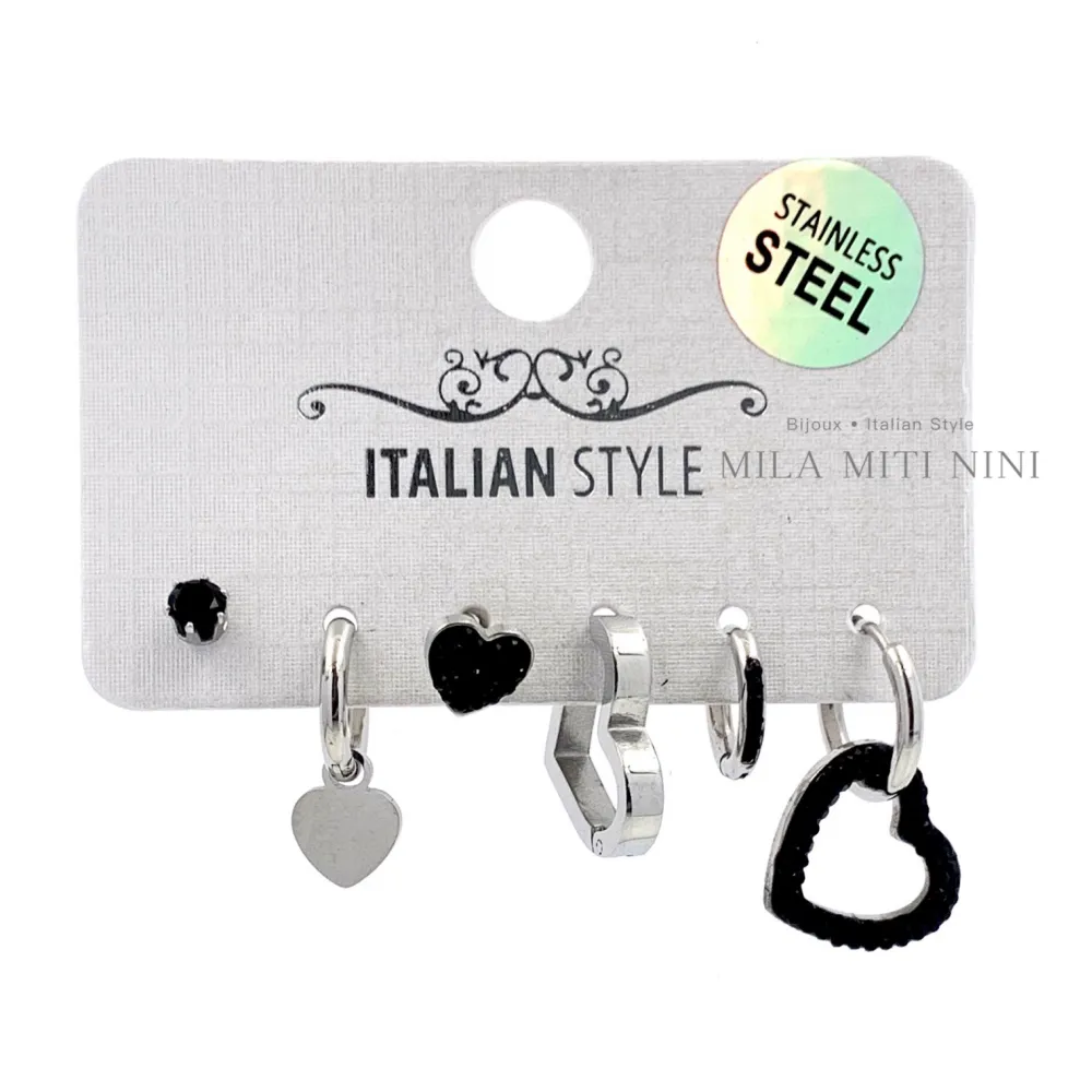 Cuore con Strass-Set 6pz Orecchini con Zirconia - OPA6-450-426