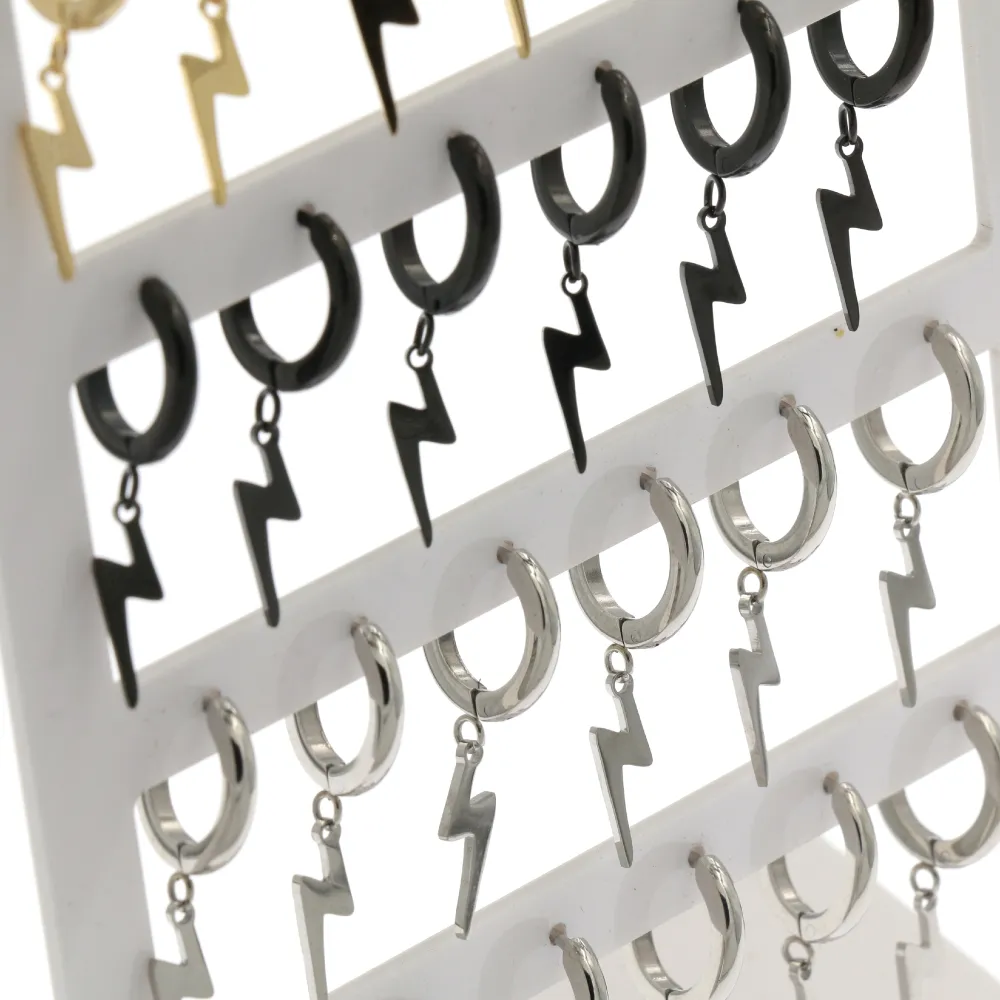 OPA6596-Fulmine 450-243- 12 Paia Orecchini in Acciaio - OPA6596-Fulmine 450-243- 12 Paia Orecchini in Acciaio