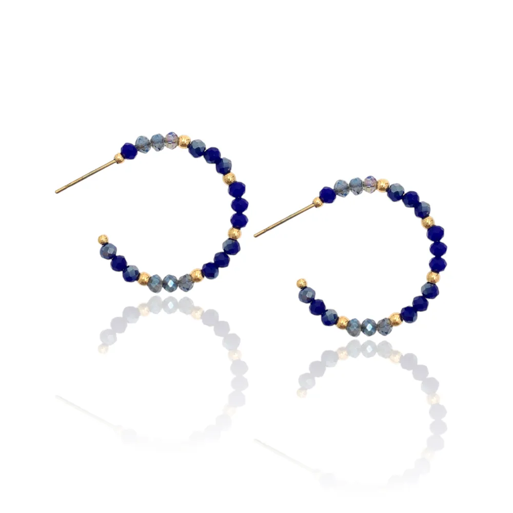 Cerchio con Cristalli-12Paia Orecchini in Acciaio - OPA-732-136 A