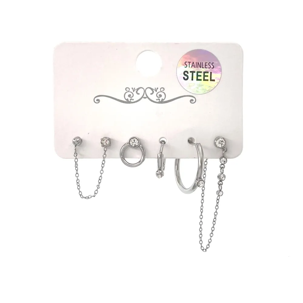 Cerchio Punto Luce -Set 6pz Orecchini in Acciaio - OPA-736-03