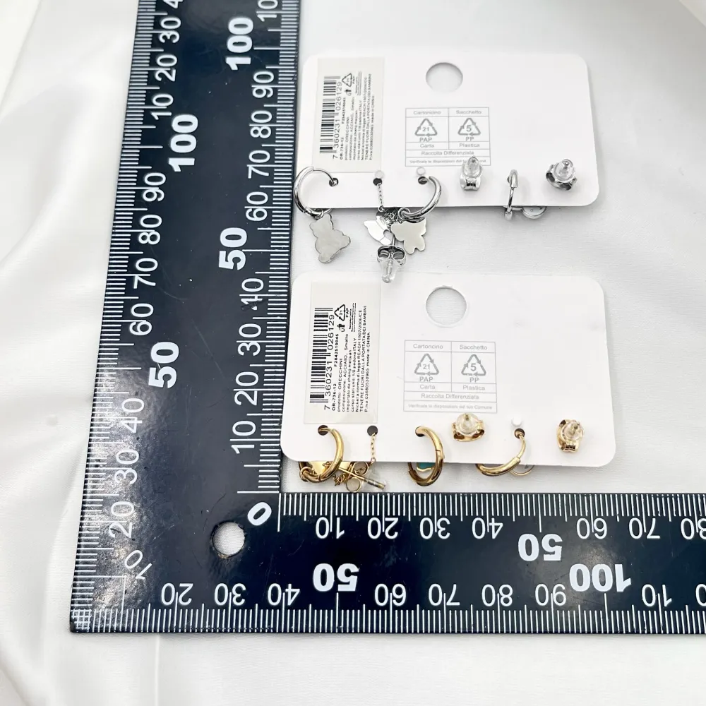 Orsetto Elefantino Coniglio Smaltato-Set 6pz Orecchini in Acciaio - OPA-736-12