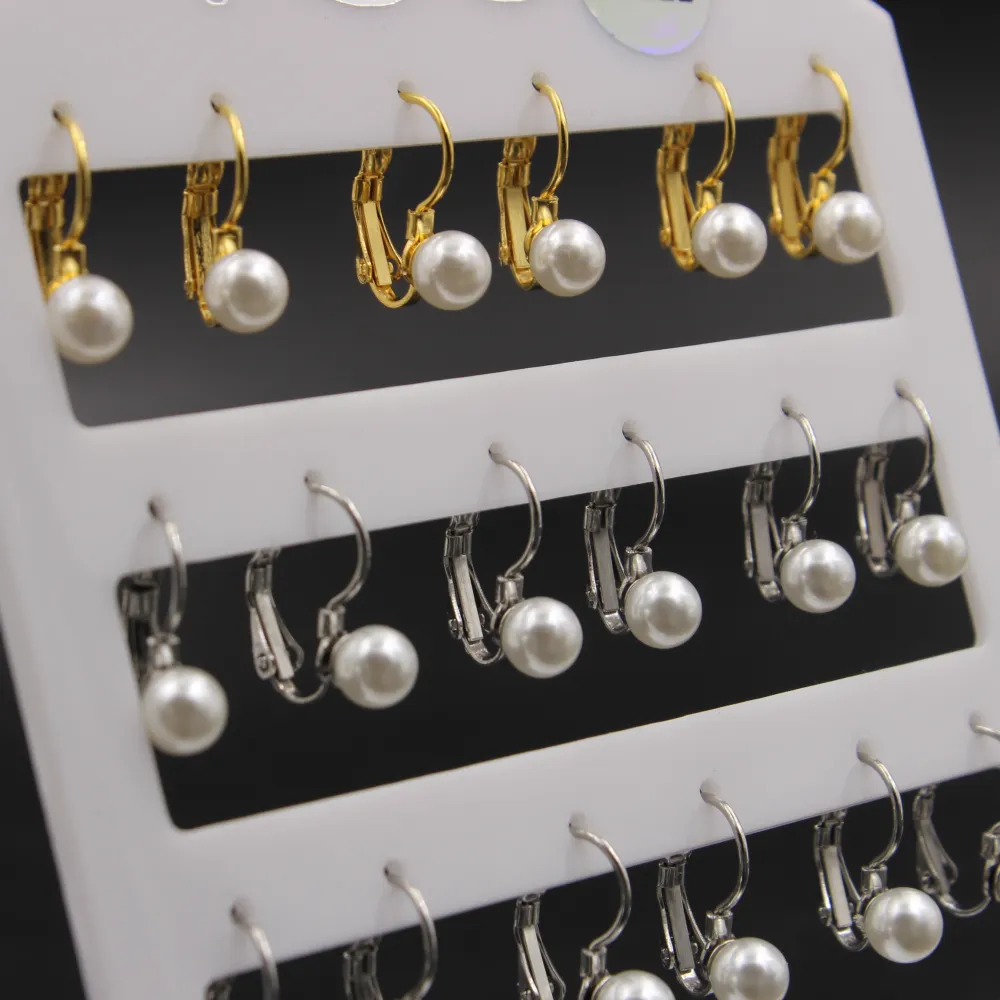 OPA-Perla 6mm 5026- 12 Paia Orecchini a monachella in Acciaio - OPA-Perla 6mm 5026- 12 Paia Orecchini a monachella in Acciaio