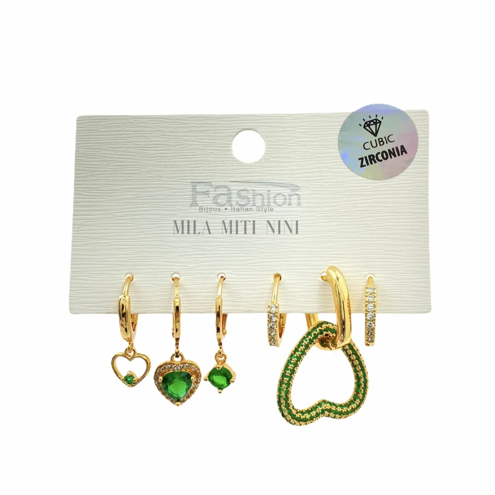 OPM004-Set 6pz-Orecchini con Zirconia - OPM004-Set 6pz-Orecchini con Zirconia