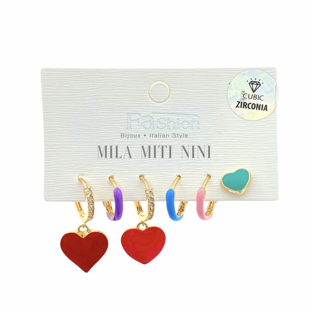 OPM006-Set 6pz-Orecchini con Zirconia - OPM006-Set 6pz-Orecchini con Zirconia