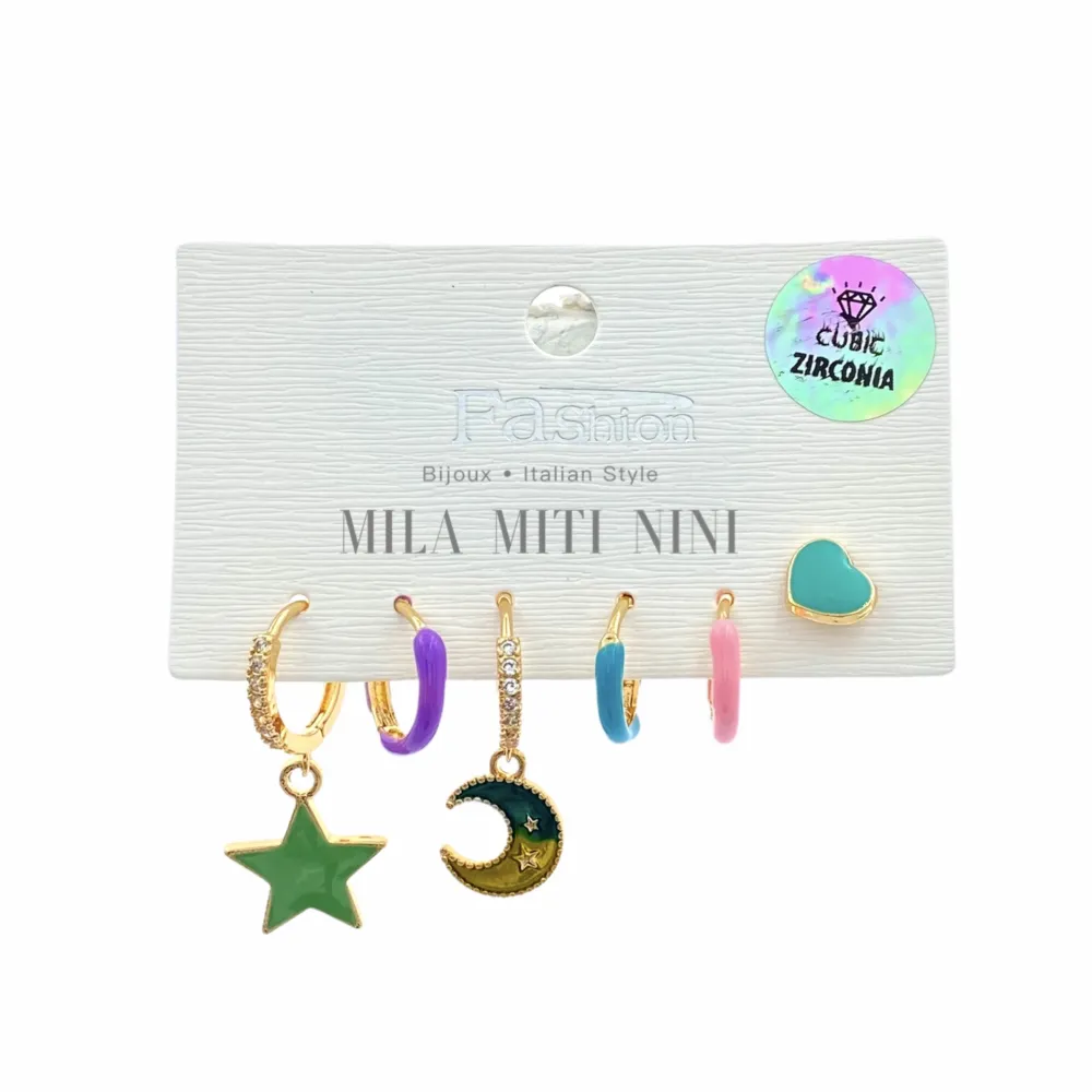 OPM007-Set 6pz-Orecchini con Zirconia - OPM007-Set 6pz-Orecchini con Zirconia