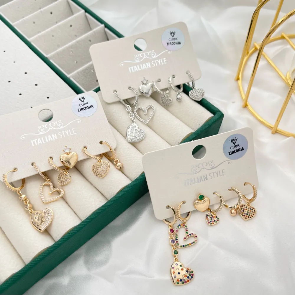 Cuore-Set 6Pz Orecchini con Zirconia - OPM-109-L28