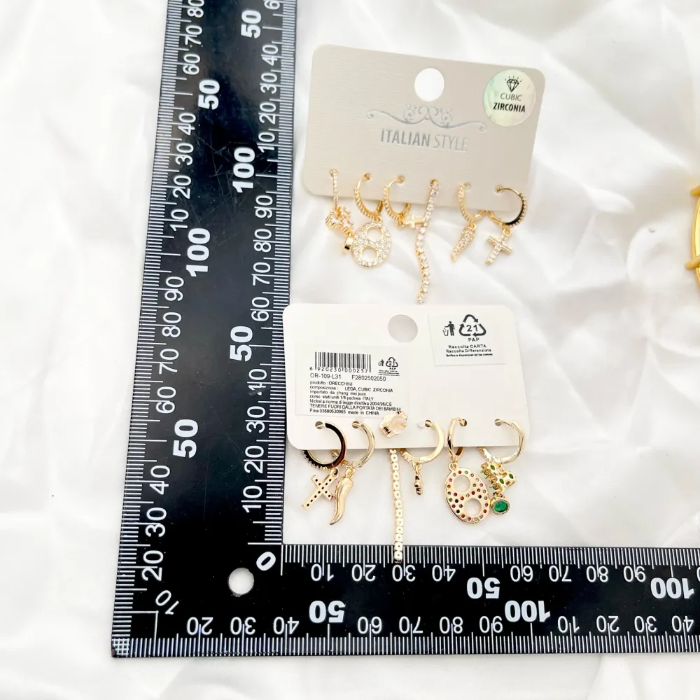 Croce Cornino-Set 6Pz Orecchini con Zirconia - OPM-109-L31