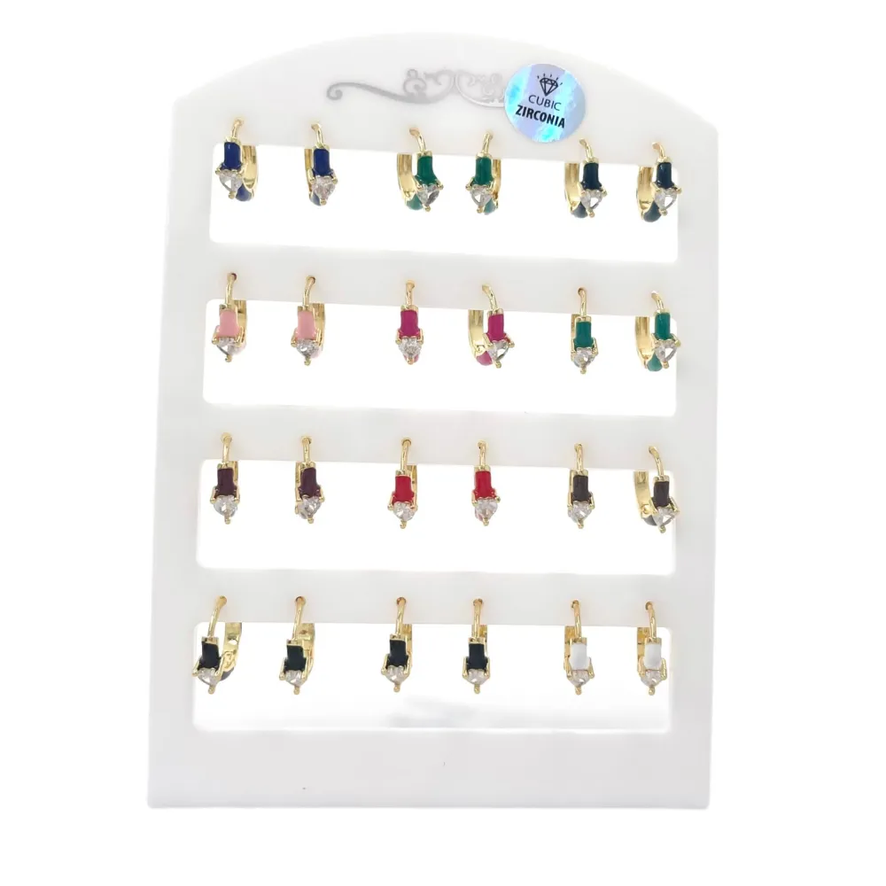 Cerchio con Cuore-12 Paia Orecchini con Zirconia - OPM-426-57S