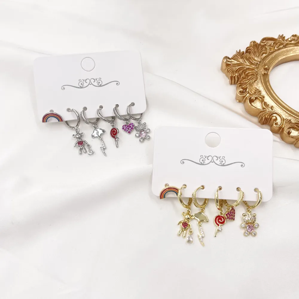 Orsetto-Set 6pz Orecchini in ottone - OPM-520-L43