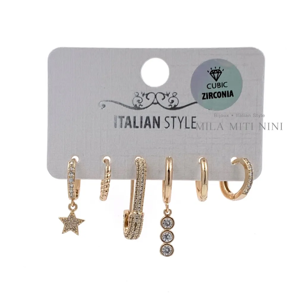 Spilla-Set 6pz Orecchini con Zirconia - OPM6-109-129