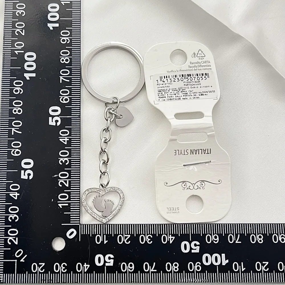 Cuore con Piedini -Portachiavi in Acciaio - PKA-413-153