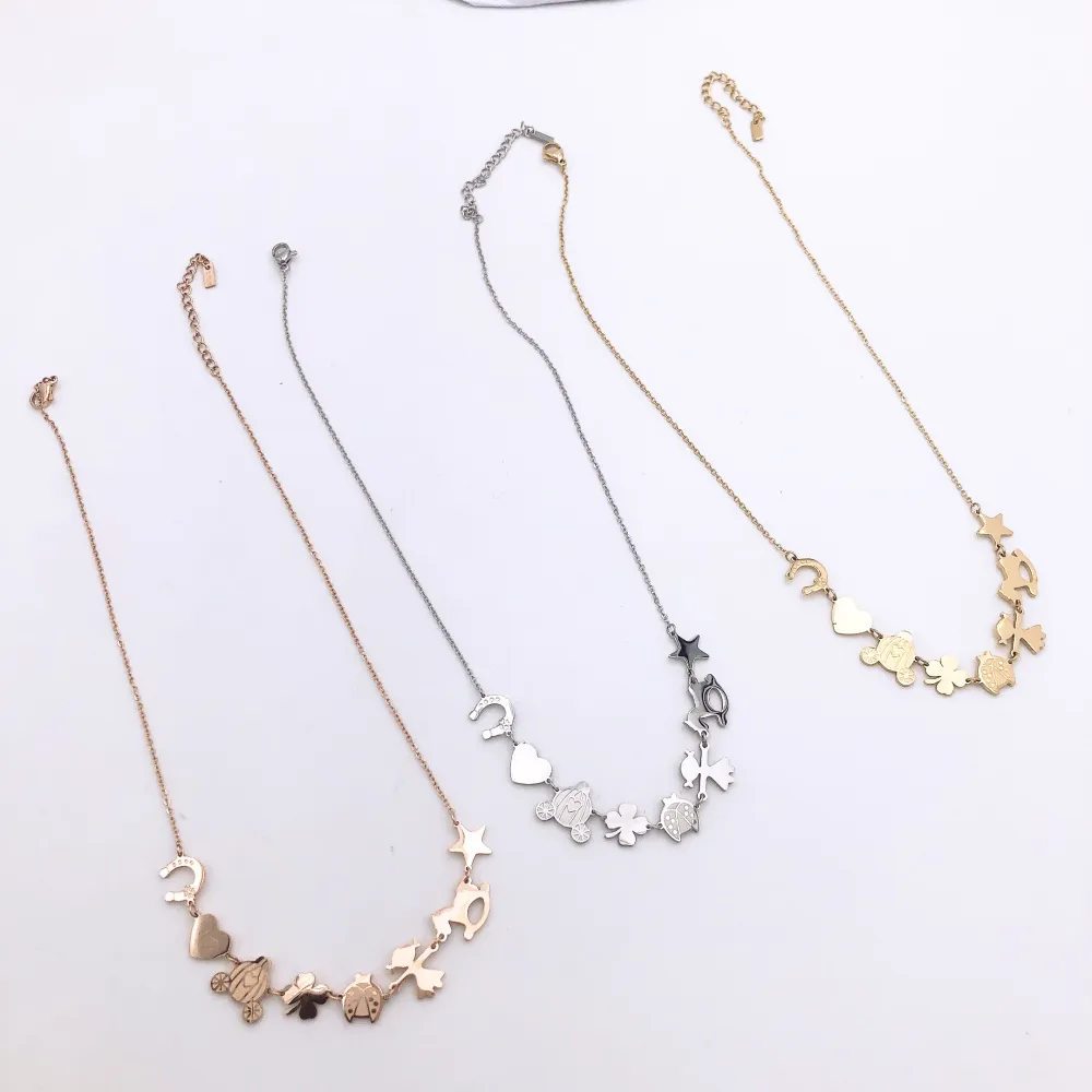 Collana corta in  acciaio - PORTA FORTUNA  FAVOLE  MIX 3995   -COLLANA ACCIAIO