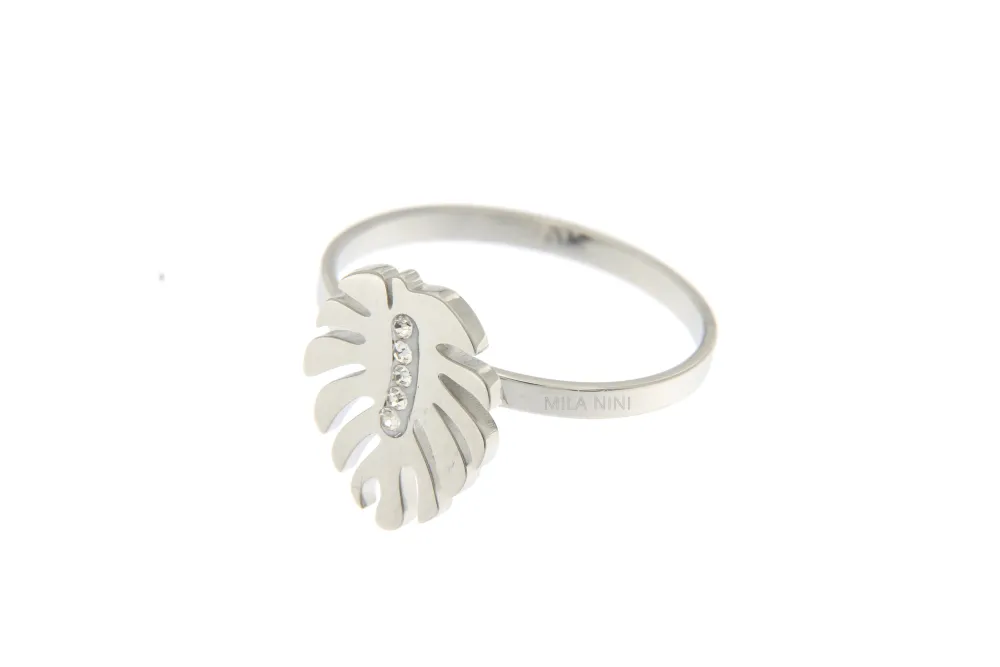 SAAR Palma - Anello Regolabile Acciaio Strass - SAAR Palma - Anello Regolabile Acciaio Strass