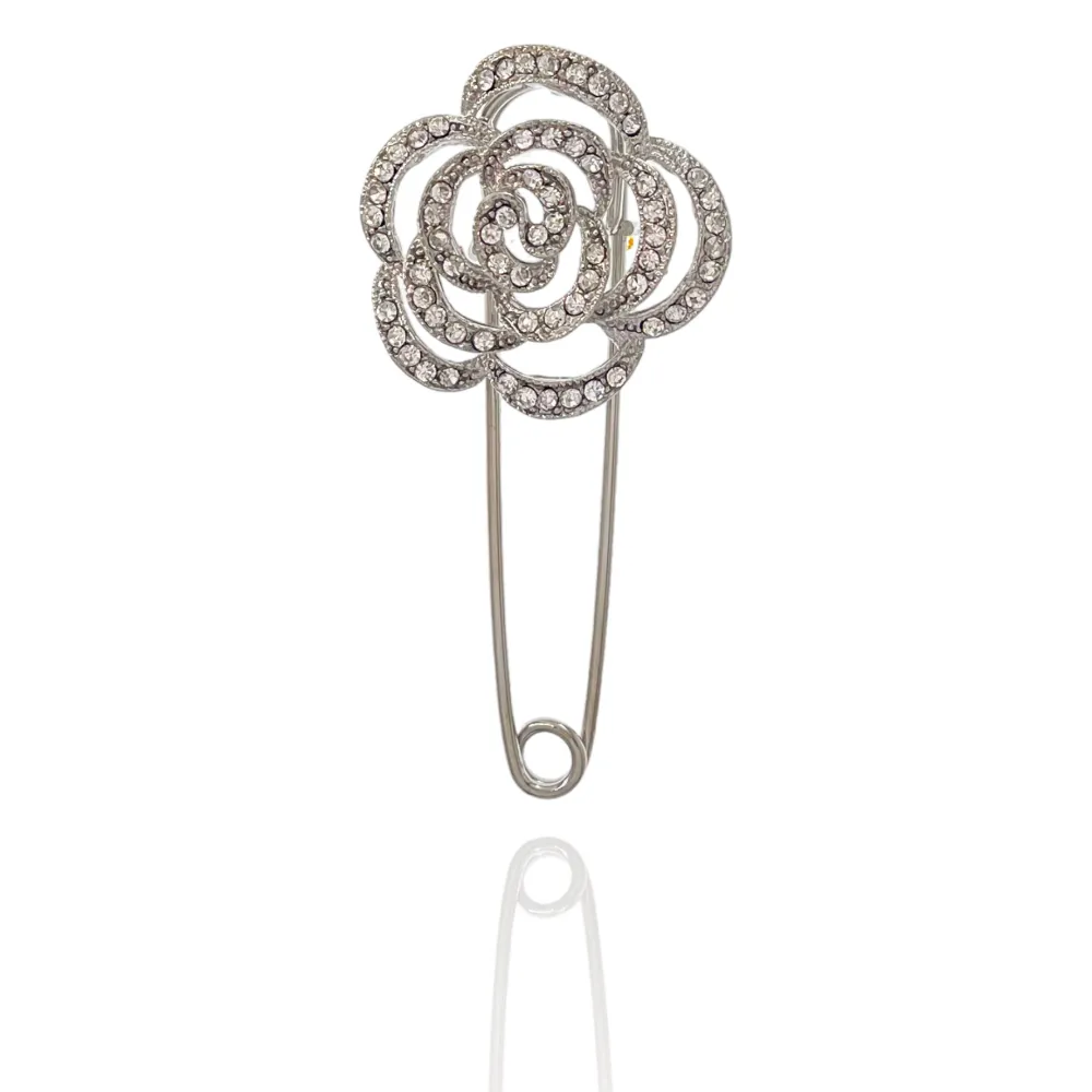 Fiore con Strass-Spilla da Balia in Metallo - SPM-312-361