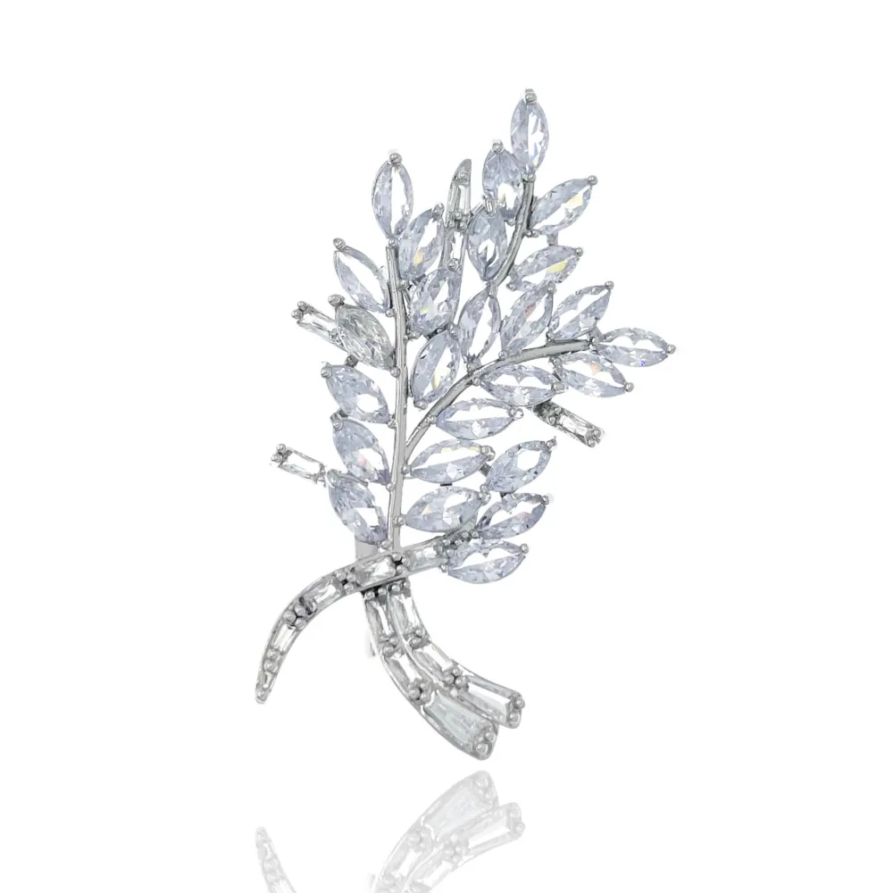 Fantasia Foglia-Spilla con Zirconia - SPM-506-171