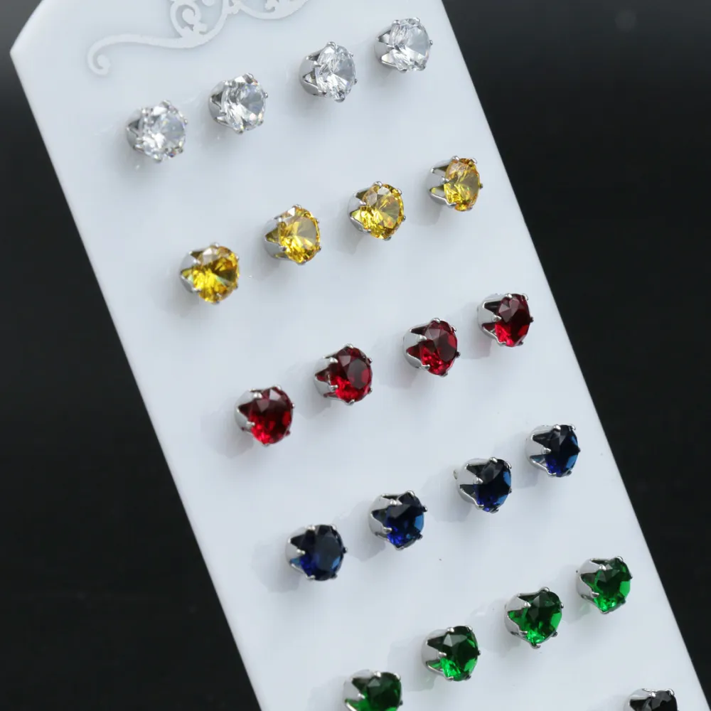 Orecchini punto luce a lobo in acciaio 7cm (Conf. da 13 paia) - 12 Paia Punto Luce 7 mm