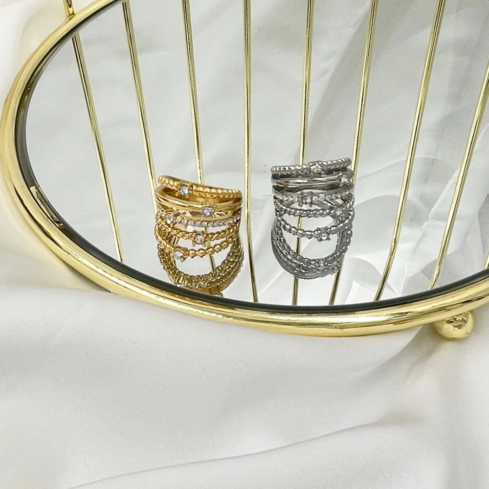 Multifilo con Punto Luce-Anello in Acciaio con Misura - AAM-103-AA2994R